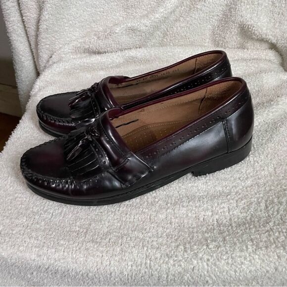 VTG Bass Weejuns Men's Loafer Size 10EE Burgundy Kiltie Tassel Dress Shoe‎ - Picture 3 of 7